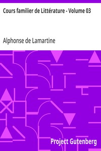Cours familier de Littérature - Volume 03