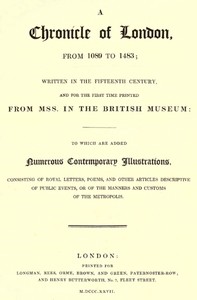 A Chronicle of London from 1089 to 1483
