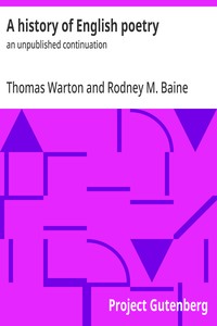 A history of English poetry :  an unpublished continuation