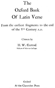 The Oxford Book of Latin Verse