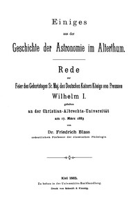 Einiges aus der Geschichte der Astronomie im Alterthum