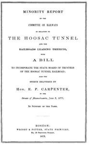 Minority Report of the Committee on Railways in Relation to the Hoosac Tunnel and the Railroads Leading Thereto