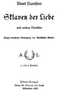 Sklaven der Liebe, und andere Novellen