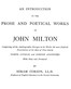 An Introduction to the Prose and Poetical Works of John Milton