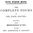 The Complete Poems of Sir John Davies. Volume 1 of 2.