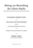 Beitrag zur Beurteilung der Lehren Machs :  Inaugural-Dissertation zur Erlangung der Doktorwürde