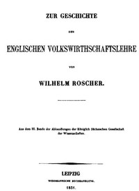 Zur Geschichte der englischen Volkswirthschaftslehre
