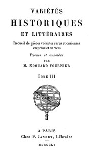 Variétés Historiques et Littéraires (03/10)