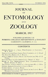 Journal of Entomology and Zoology, Vol. 09, No. 1, March 1917