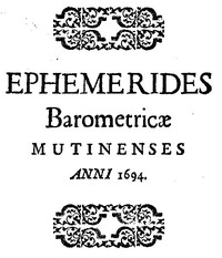 Ephemerides Barometricae Mutinenses (anni M.DC.XCIV)