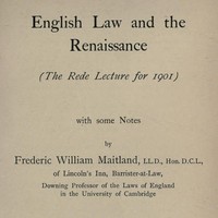 English Law and the Renaissance