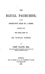 The Baitâl Pachchisi; Or, The Twenty-Five Tales of a Sprite