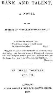 Rank and Talent; A Novel, Vol. 3 (of 3)