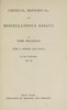 Critical, Historical, and Miscellaneous Essays; Vol. 3