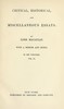 Critical, Historical, and Miscellaneous Essays; Vol. 6