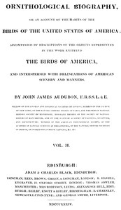 Ornithological biography, Vol. 2 (of 5) :  An account of the habits of the birds of the United States of America