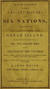 David Cusick's Sketches of Ancient History of the Six Nations