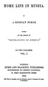 Home Life in Russia, Volumes 1 and 2