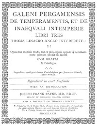 Galeni pergamensis de temperamentis, et de inaequali intemperie