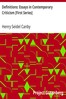 Definitions: Essays in Contemporary Criticism [First Series]