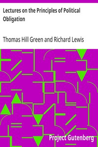Lectures on the Principles of Political Obligation