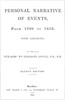 Personal Narrative of Events, From 1799 to 1815
