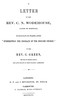 A Letter to the Rev. C. N. Wodehouse, Canon of Norwich; occasioned by