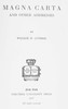 Magna Carta, and Other Addresses
