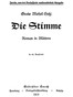 Die Stimme: Roman in Blättern.