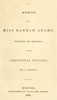 A memoir of Miss Hannah Adams