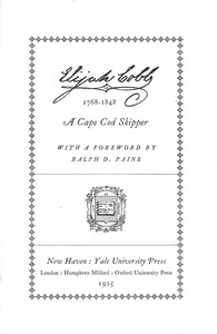 Elijah Cobb :  1768-1848 a Cape Cod skipper
