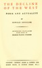 The decline of the West :  Volume 1, Form and actuality