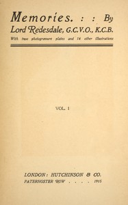 Memories (volume 1 of 2)