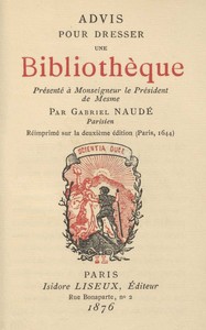 Advis pour dresser une bibliothèque