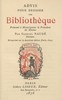 Advis pour dresser une bibliothèque
