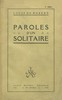 Paroles d'un solitaire